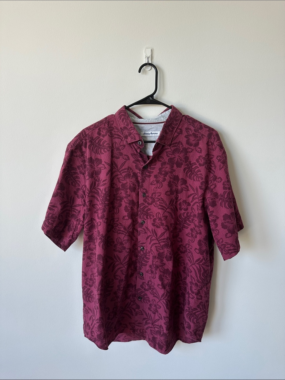 Tommy Bahama Maroon Floral Short-Sleeve Button-Down Shirt